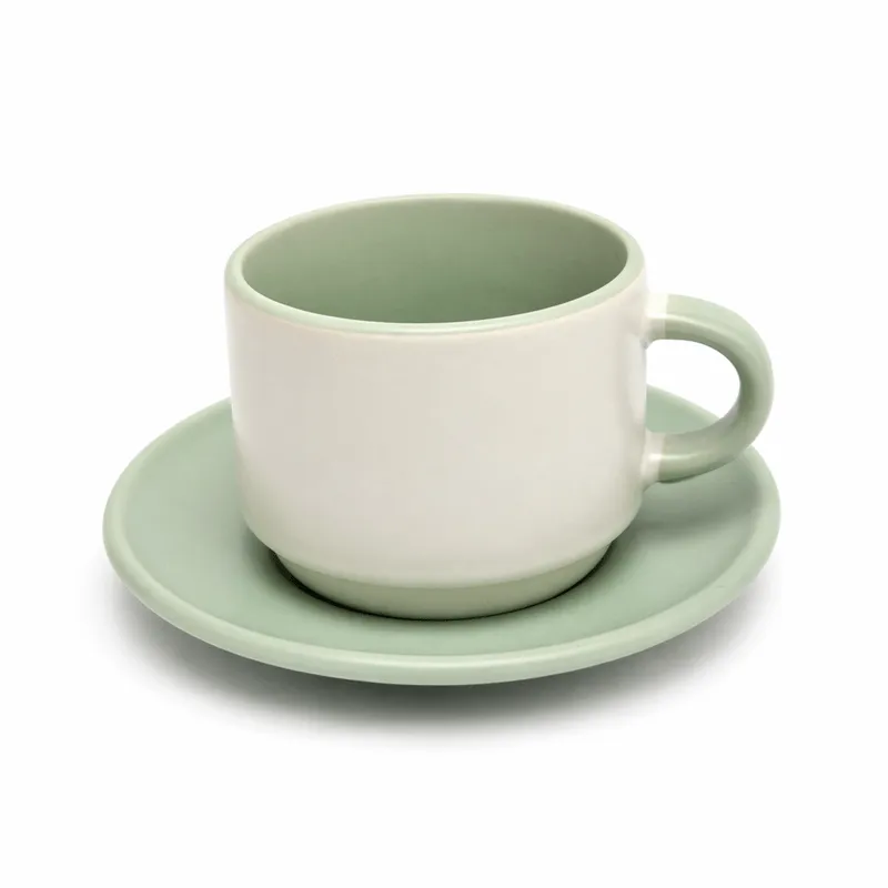 Xicara de Ceramica 90ml Petit Fosca Verde Menta c/ pires  live sub