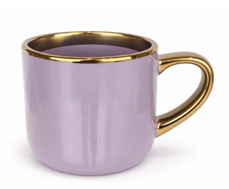 Caneca Imperial Lilas Borda e Al�a Dourada 400ml -live sub