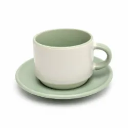 Xicara de Ceramica 90ml Petit Fosca Verde Menta c/ pires  live sub