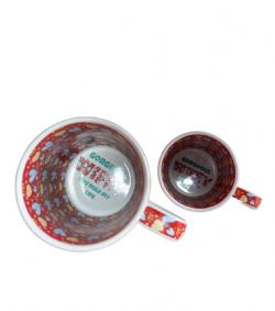 Caneca Branca com estampa de Cora��o na al�a e Interior LIVESUB